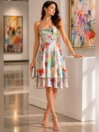 Serena Silk Watercolor Strapless Dress