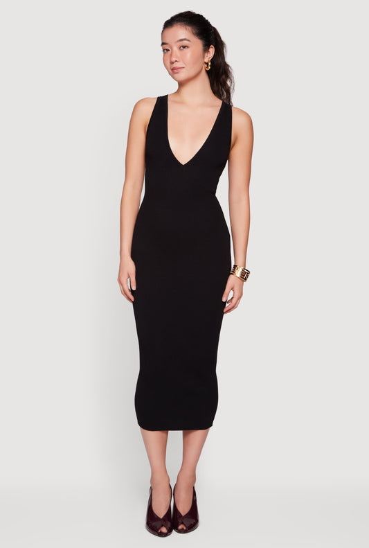 LIME Margot Plunge Sleeveless Midi Dress