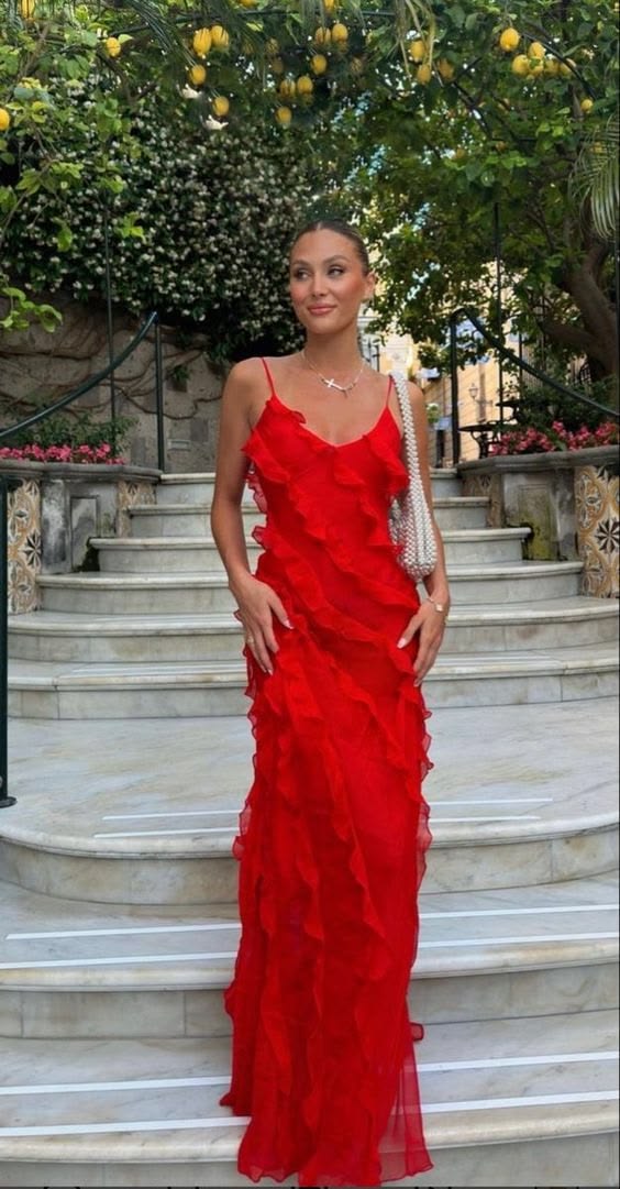 Elegant Mermaid Spaghetti Straps Red Prom Dress 21th Birthday Outfits P662 - GREEN / Custom Size(Add Your Size On ”Order