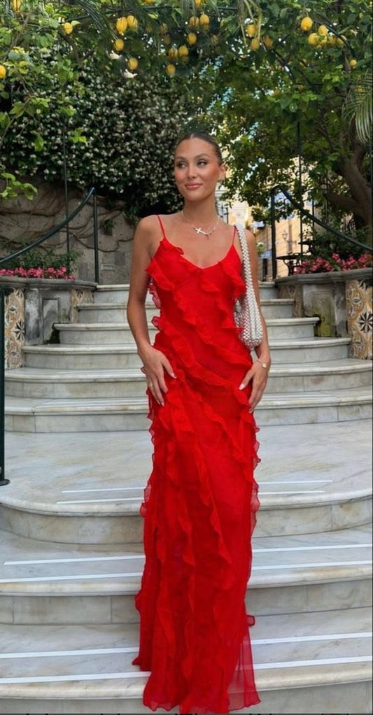 Elegant Mermaid Spaghetti Straps Red Prom Dress 21th Birthday Outfits P662 - GREEN / Custom Size(Add Your Size On ”Order