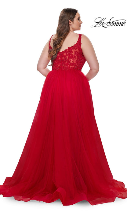 Royal Blue Evangeline Red Crepe Evening Gown