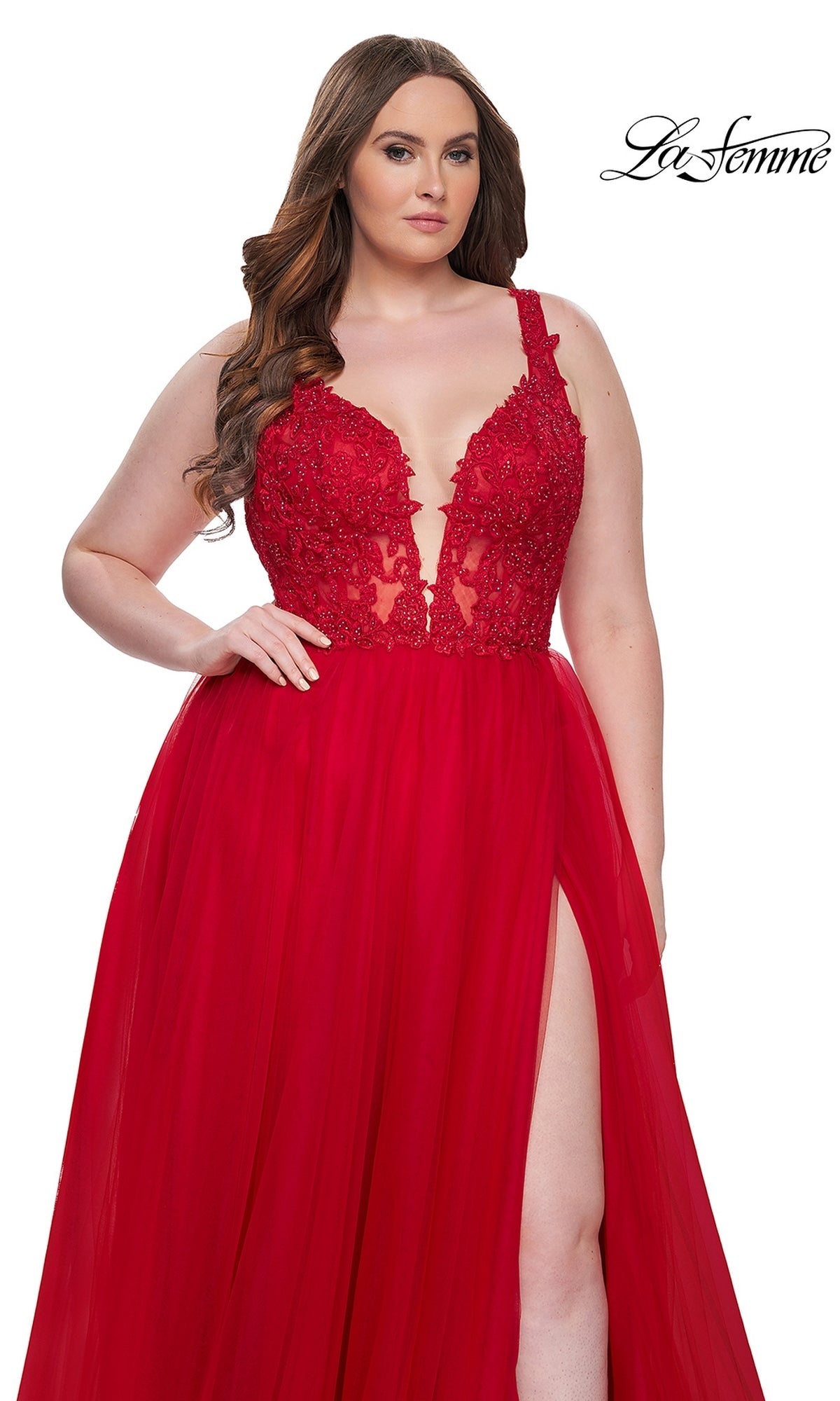 Red Evangeline Red Crepe Evening Gown