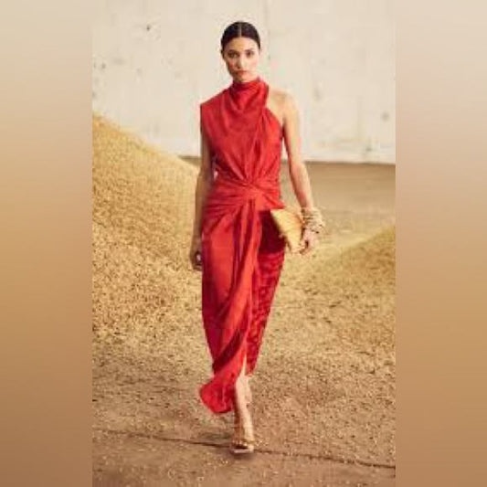 Johanna Ortiz Dresses | One-Sleeve Silk-Jacquard Maxi Dress | Color: Red | Size: Xs