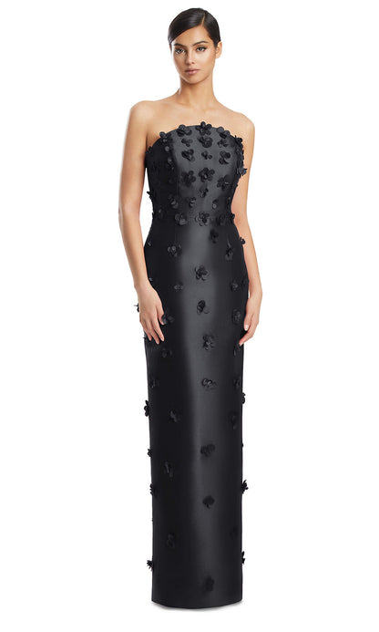Navy Alexandra Appliqué Strapless Gown