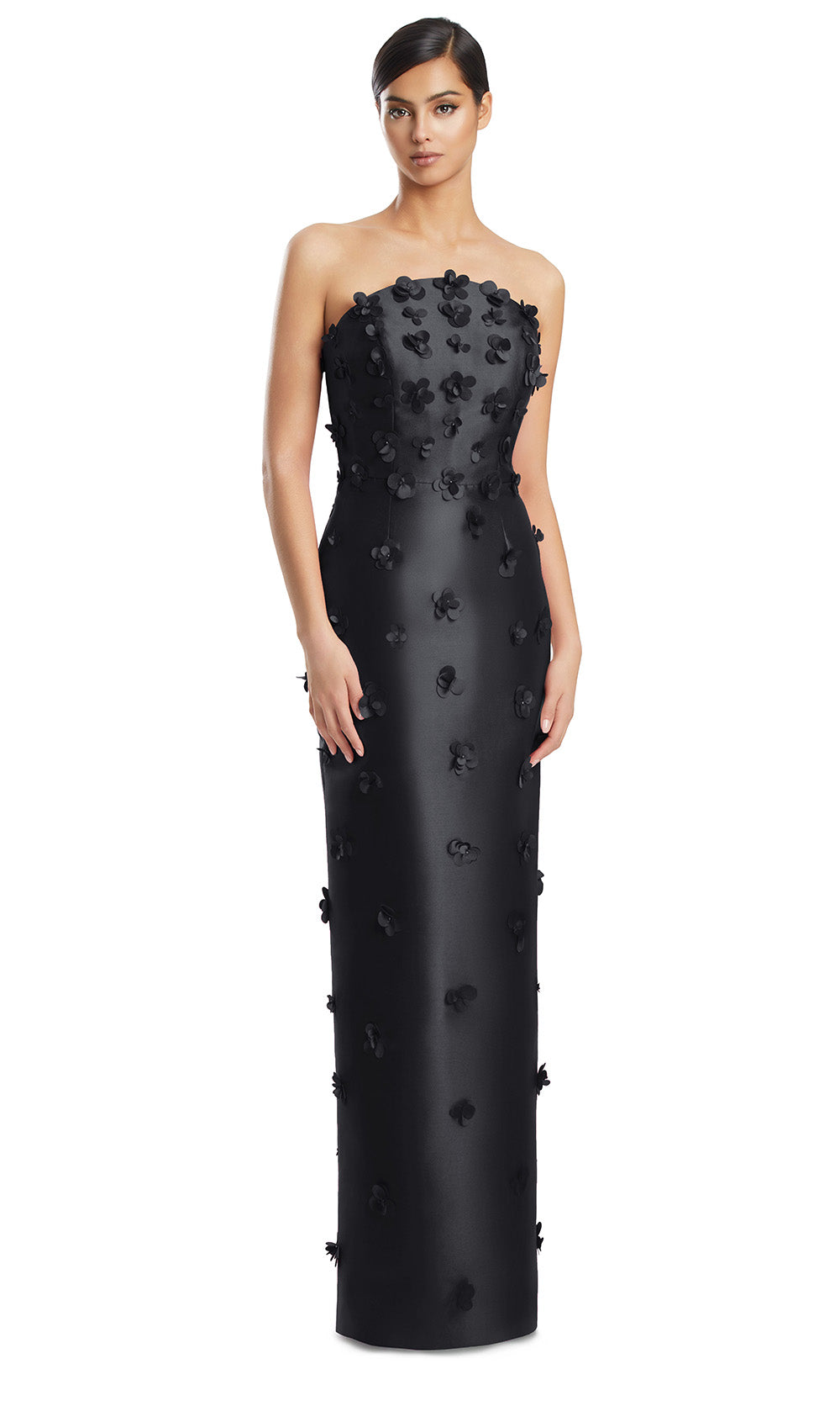 Wheat Alexandra Appliqué Strapless Gown