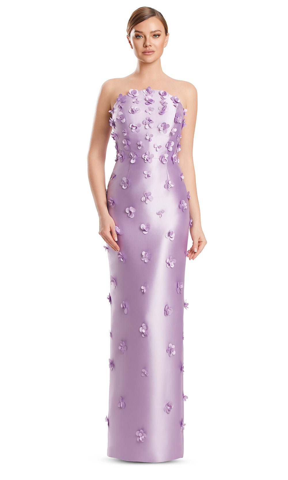 Lilac Alexandra Appliqué Strapless Gown