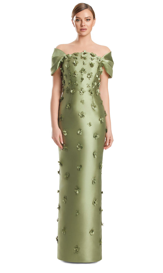Black Alexandra Appliqué Strapless Gown