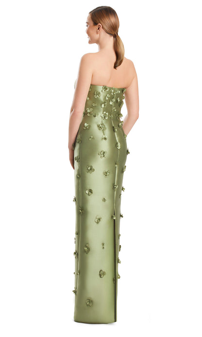 Black/White Alexandra Appliqué Strapless Gown