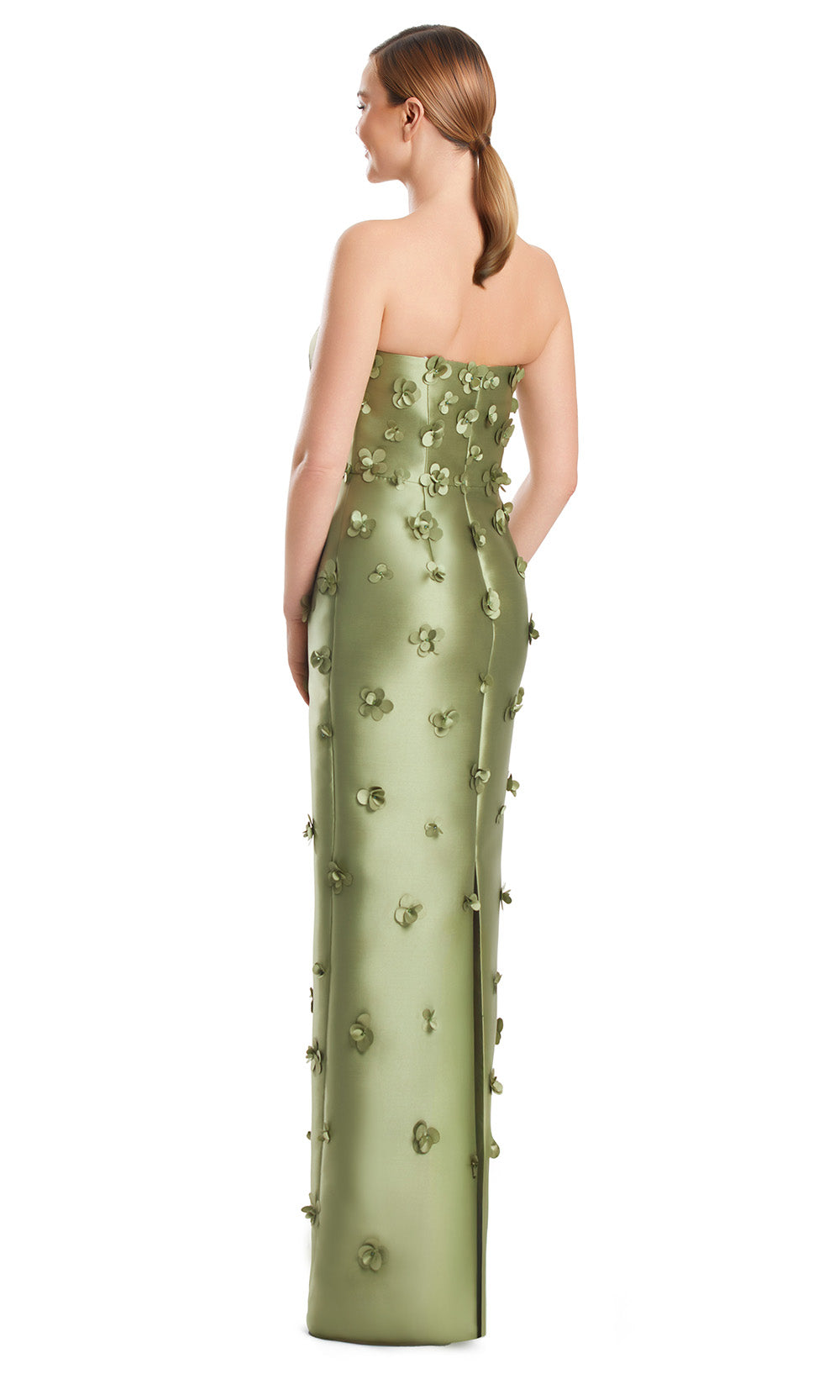 Wheat Alexandra Appliqué Strapless Gown