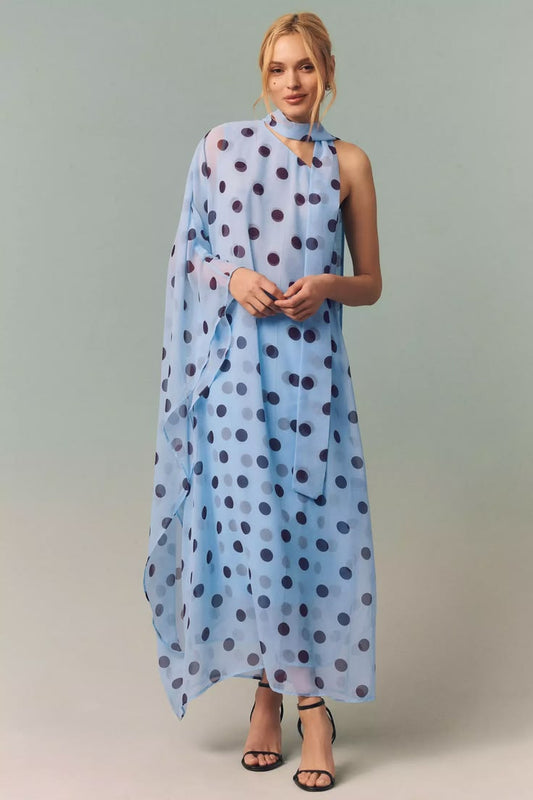 Margot Polka Dot One-Shoulder Maxi Dress