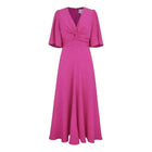 Suzannah Silk Crepe Knot V-Neck Midi Dress Size 16 UK