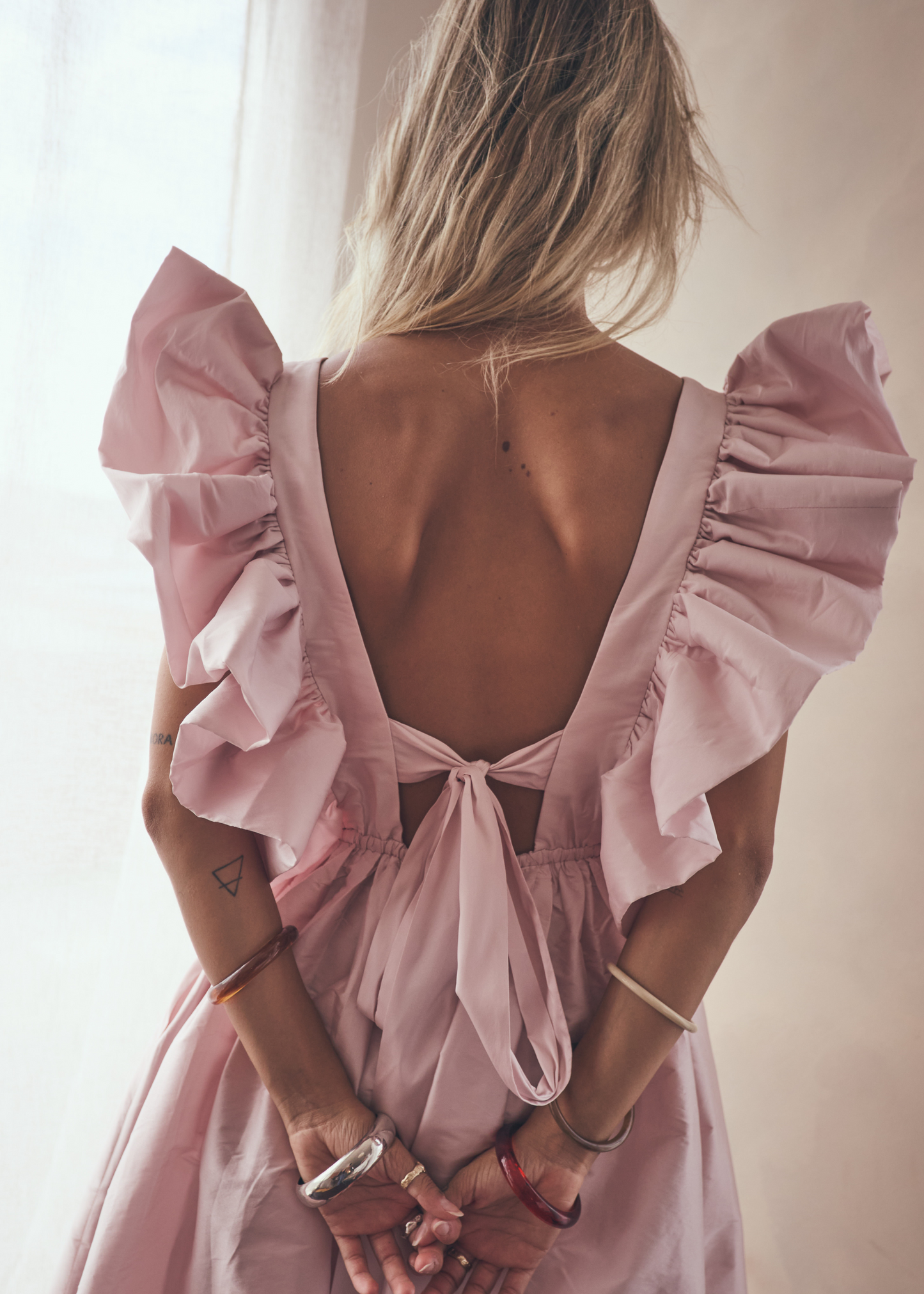 Bailey Silk Midi Dress in Baby Pink