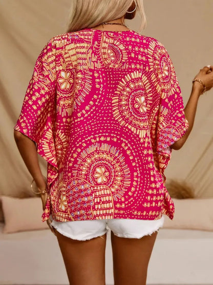 Neck Half Sleeve Top Margot Printed V-Neck Tiered Dress