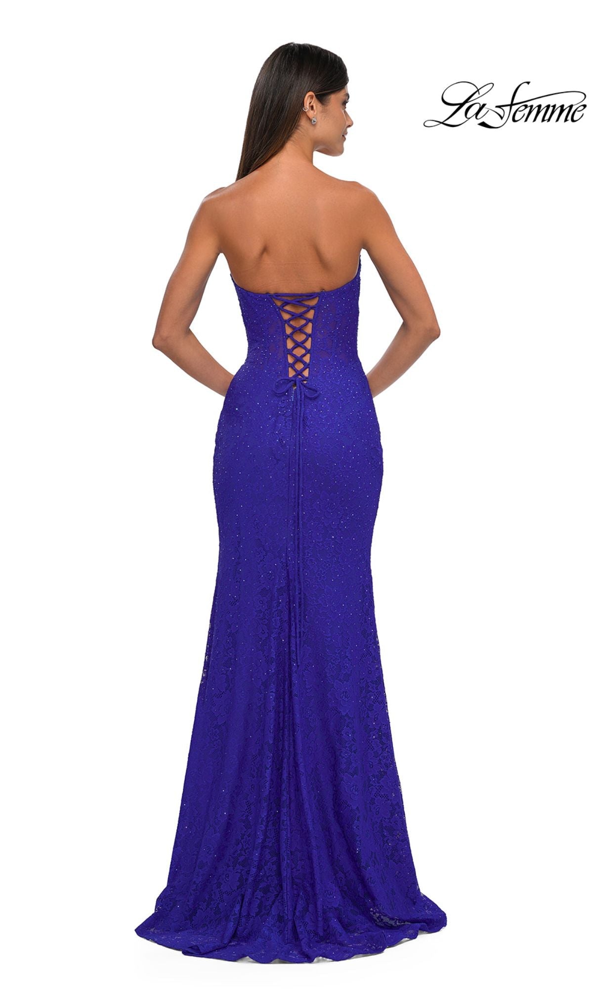 Royal Blue Vivienne Lace Strapless Gown