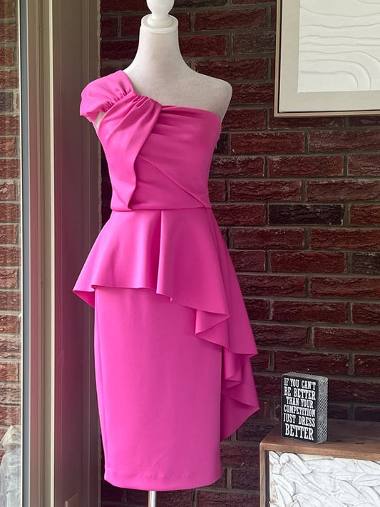 Evelyn One-Shoulder Peplum Midi Dress