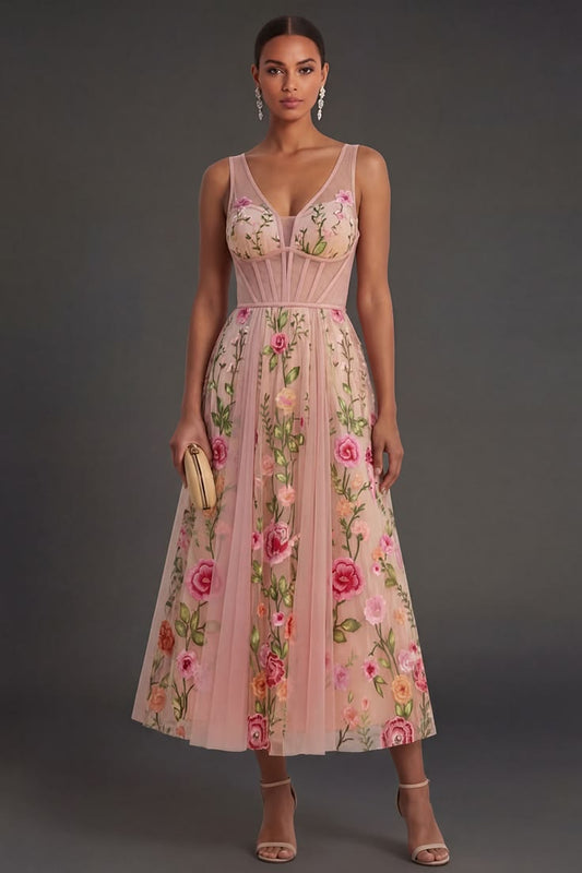 Margot Floral Corset Midi Dress