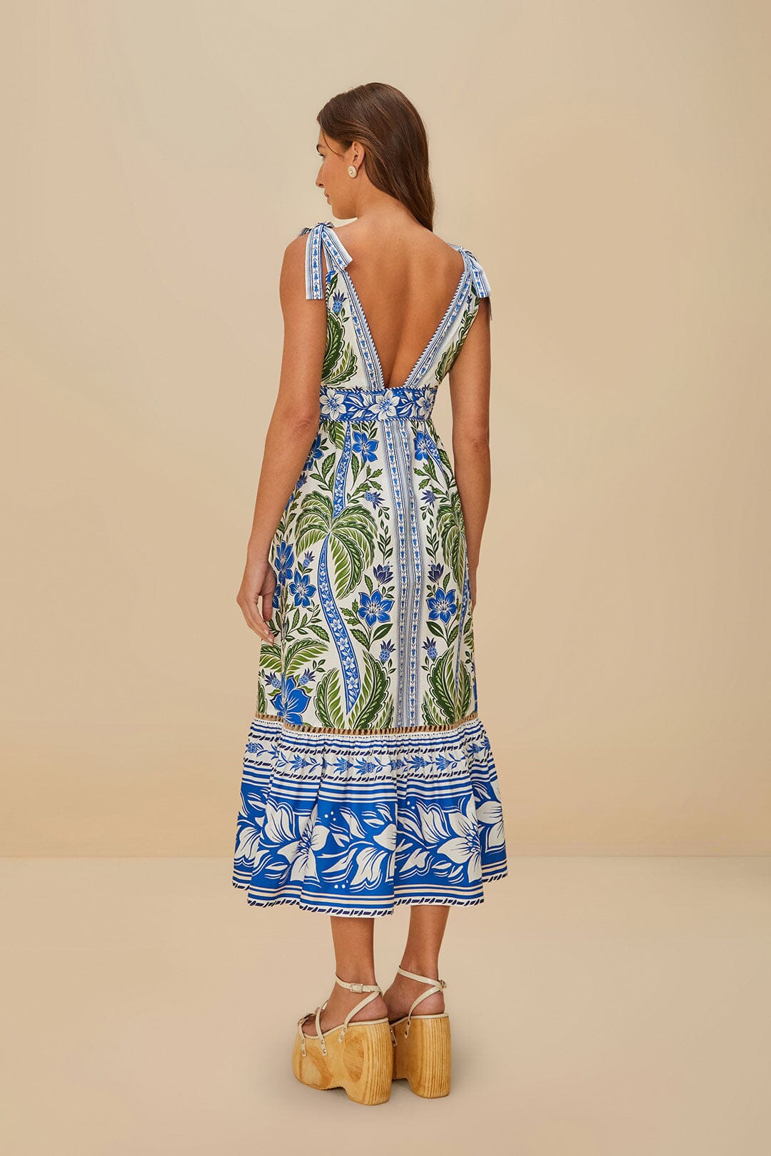 White Tropicance Midi Dress Margot Linen Maxi Dress in Off-White Flora