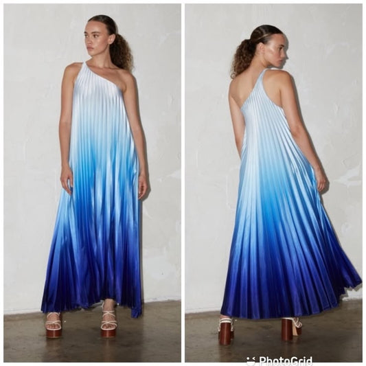 Erica One-Shoulder Pleated Maxi Dress