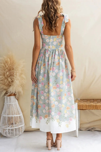 Light Blue Eloise Printed Cami Midi Dress