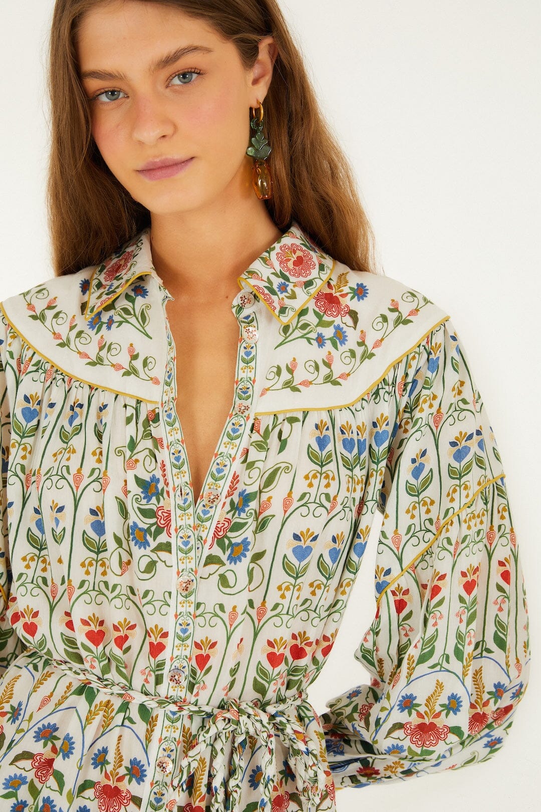 White Stitched Garden Mini Dress Margot Linen Maxi Dress in Off-White Flora