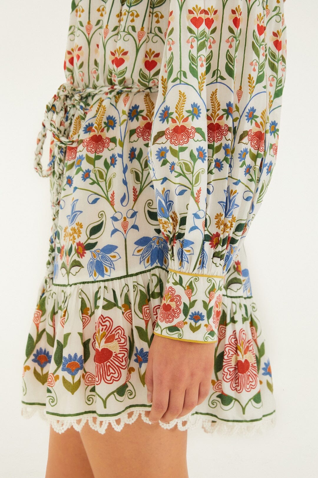 White Stitched Garden Mini Dress Margot Linen Maxi Dress in Off-White Flora