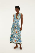 Margot Linen Maxi Dress in Off-White Flora