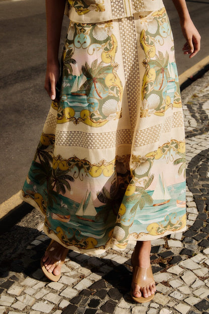 ROYAL SEA MULTICOLOR Marina Crochet Midi Skirt