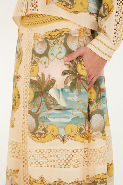 ROYAL SEA MULTICOLOR Marina Crochet Midi Skirt