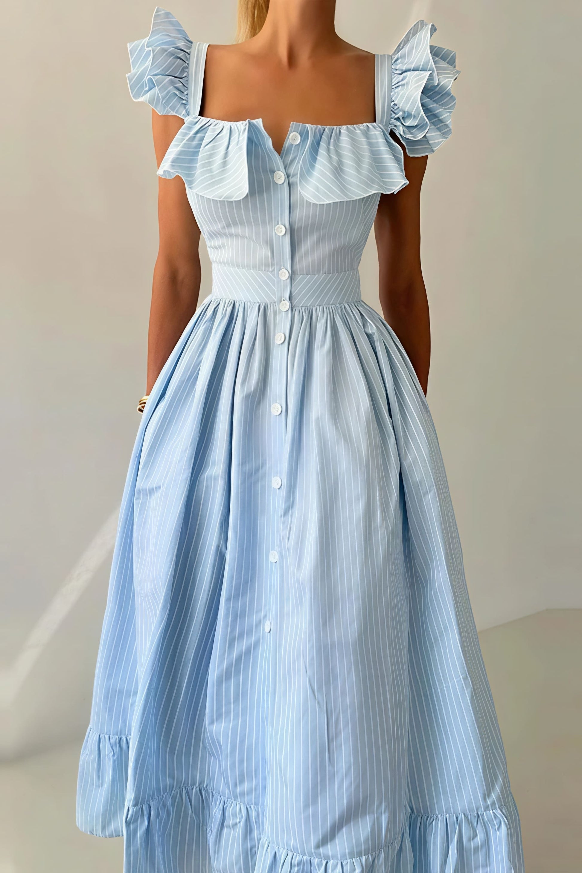 Blue Margot Striped Midi Dress