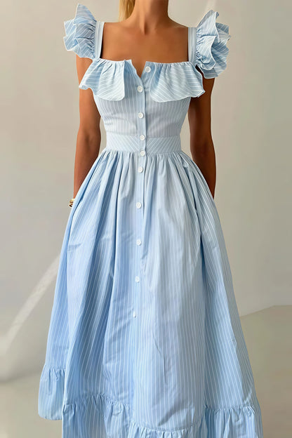 Blue Margot Striped Midi Dress