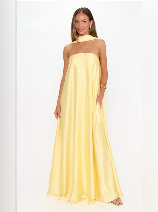 Margot Satin Strapless Maxi Dress