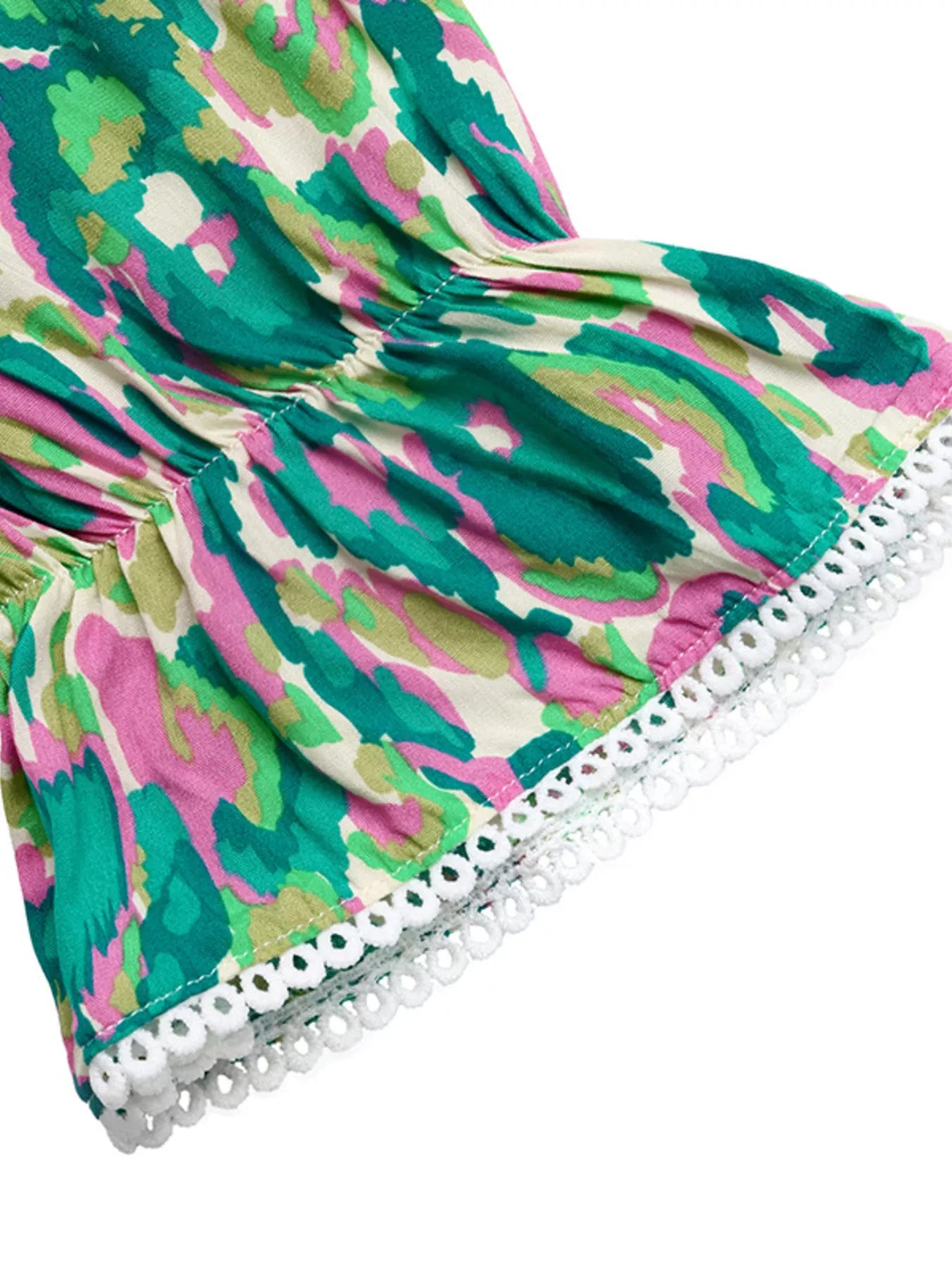 Neck Flounce Sleeve Dress Margot Printed V-Neck Tiered Dress