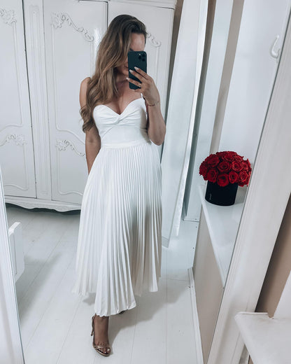 White Hailey Linen Shift Dress in Palm Green