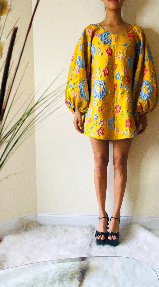 Yellow Jacquard Margot Jacquard Midi Dress in Sunshine