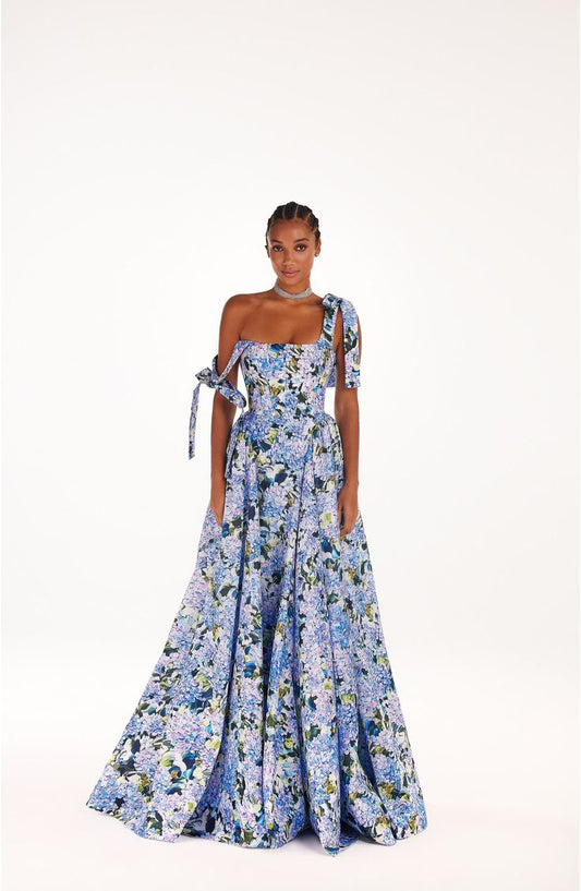 Violet A-Line Taffeta Maxi Gown