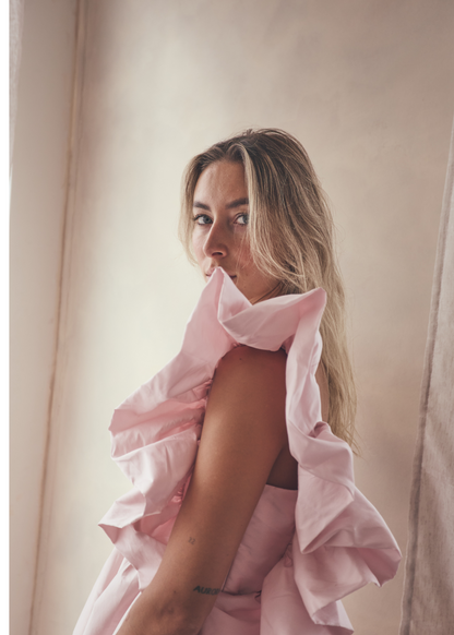 Bailey Silk Midi Dress in Baby Pink