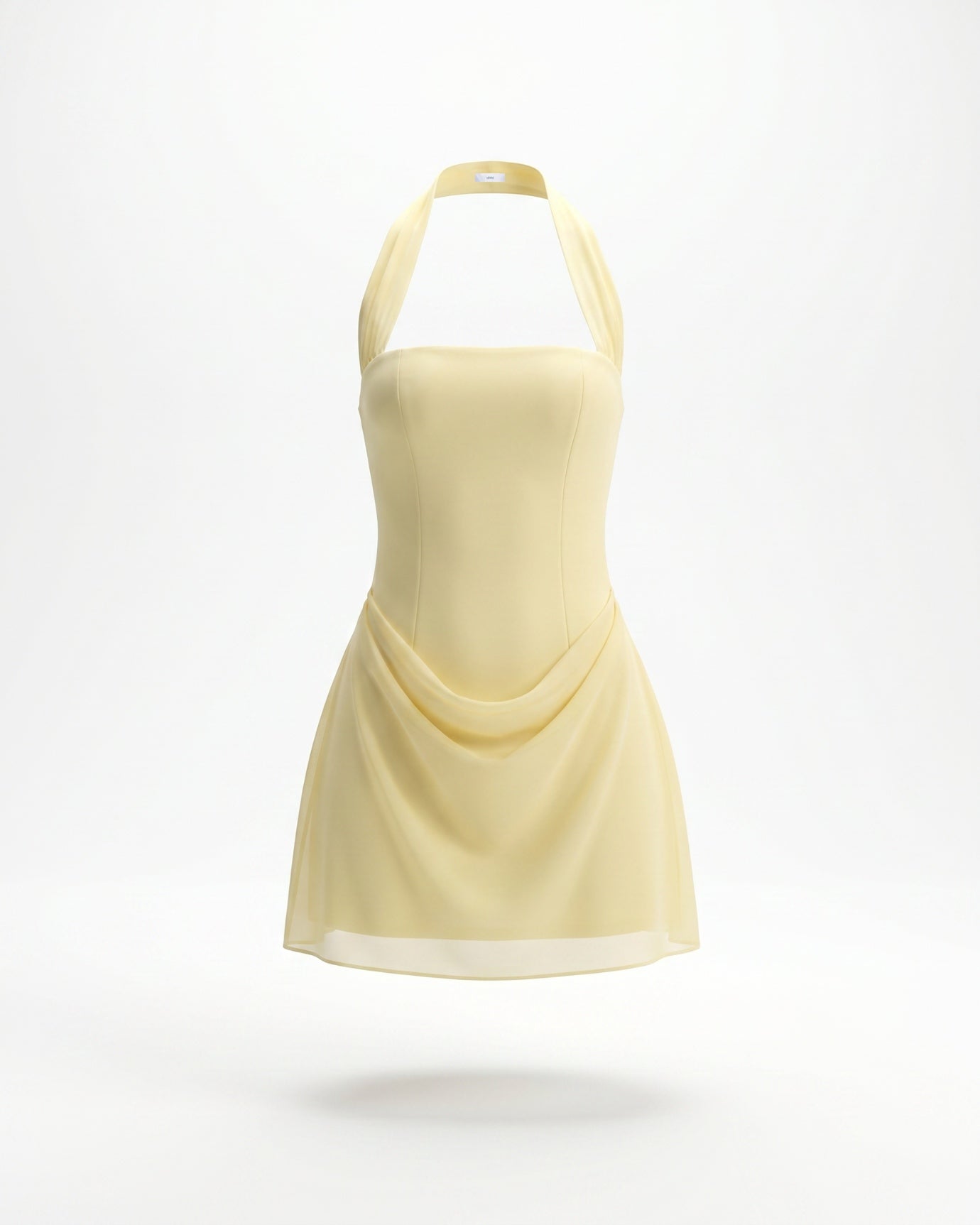 White Lia Halter Neck Square Dress - Yellow / L