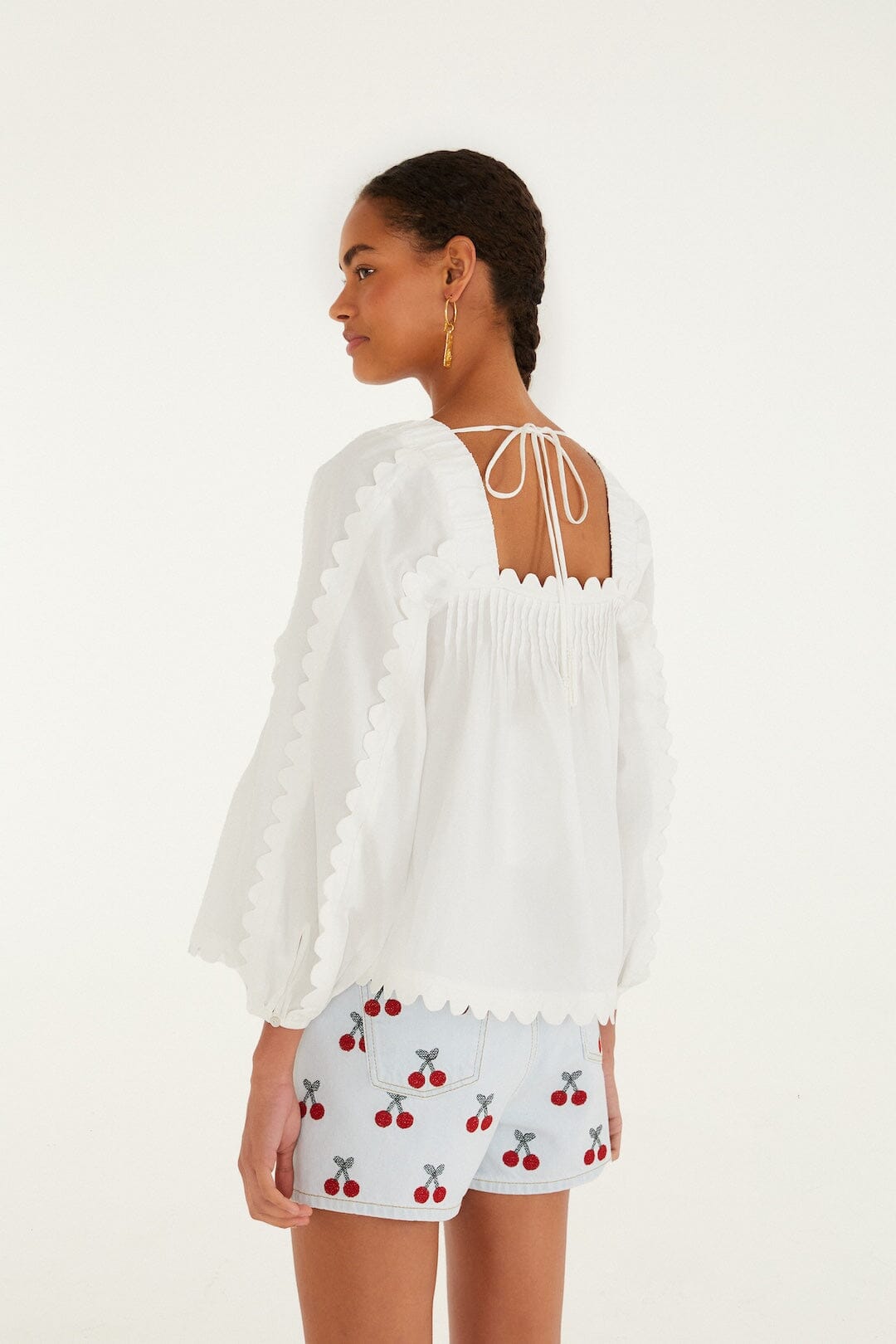 White Long Sleeve Blouse Margot Linen Maxi Dress in Off-White Flora
