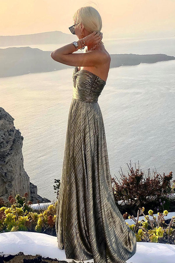 Teal Arabella Off-Shoulder Shimmer Maxi Dress
