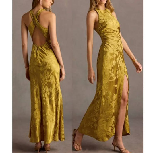 Camelia Jacquard Maxi Dress in Jade