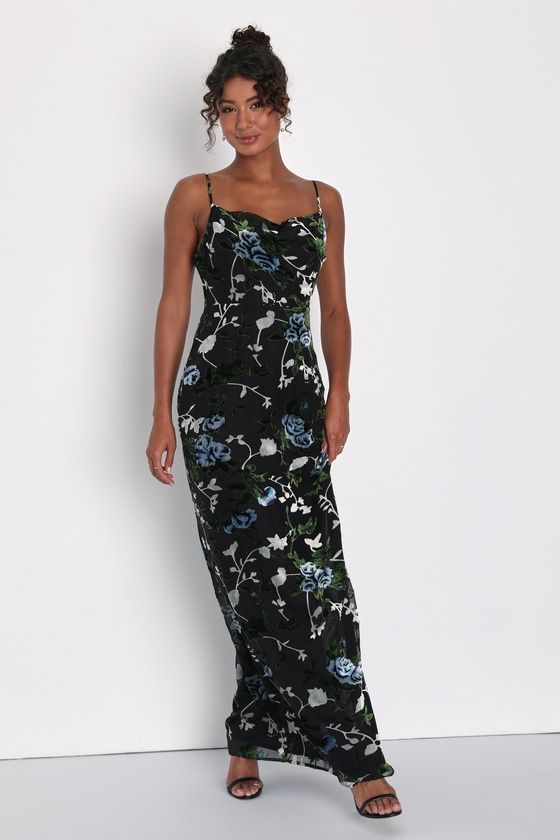 Arabella Burnout Velvet Cowl Dress