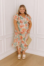 Sunny Sangria Floral Midi Dress in Mint Curves - 1XL / mint