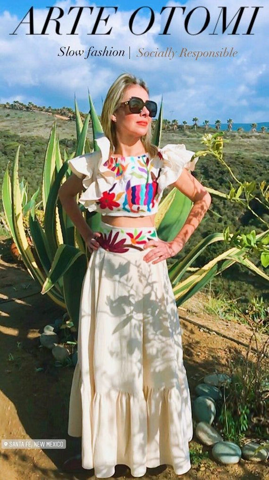 Handmade Otomi Embroidered Crop Top and Maxi Skirt Set - Etsy