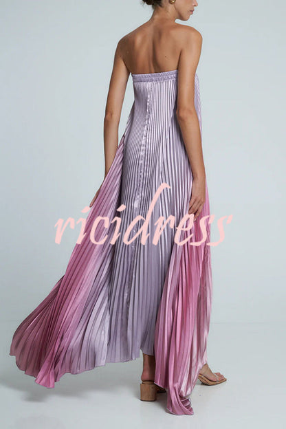line Gown Maxi Dress Vivienne Satin Pleated Maxi Dress