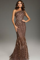 Vivienne Beaded Feather Evening Gown
