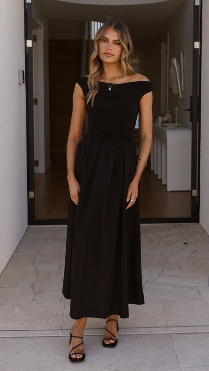 Black Immy Midi Dress in Chocolate