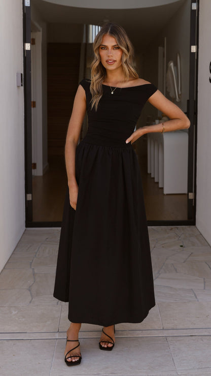 Black Immy Midi Dress in Chocolate