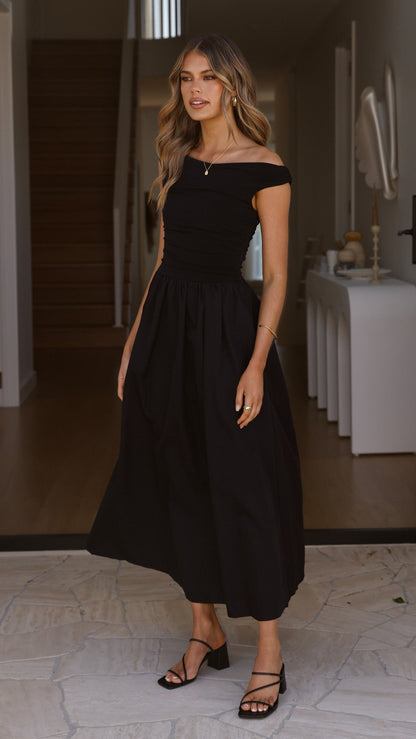 Black Immy Midi Dress in Chocolate