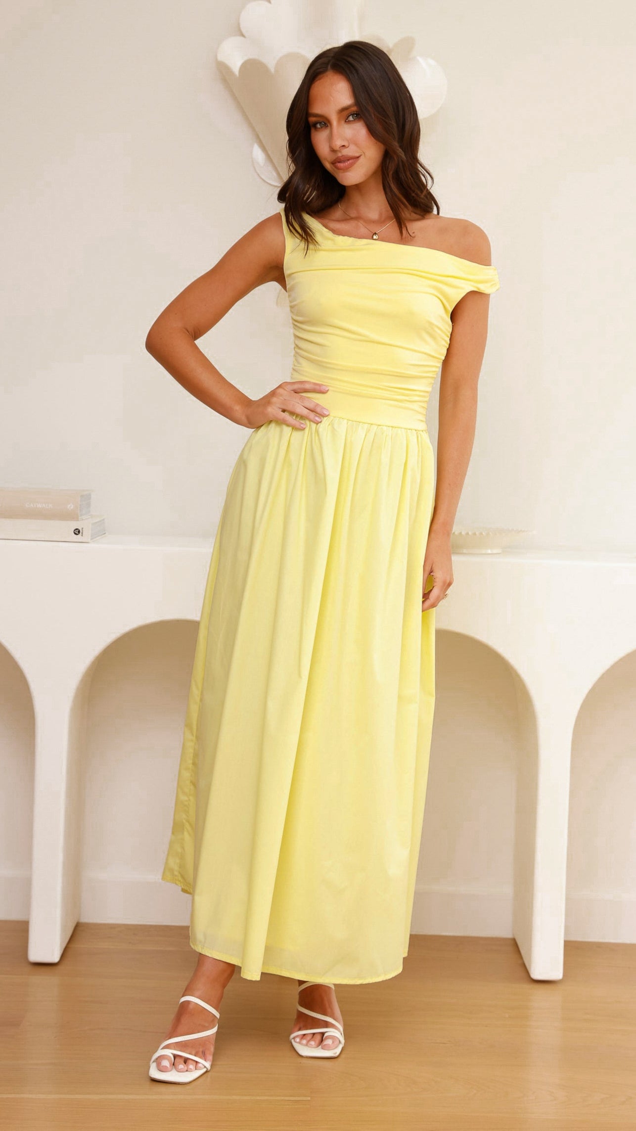 Yellow Immy Midi Dress in Chocolate