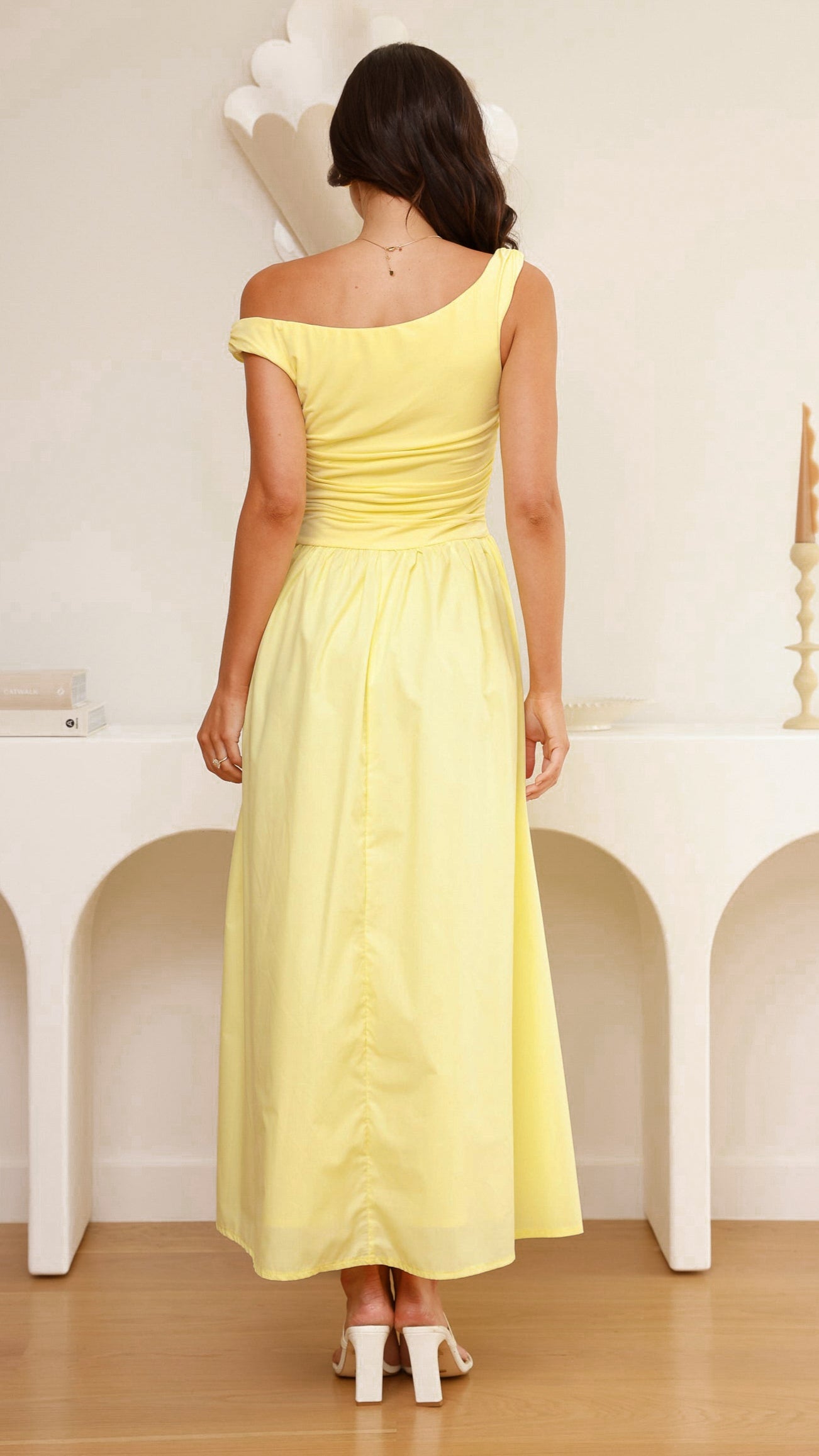 Yellow Immy Midi Dress in Chocolate